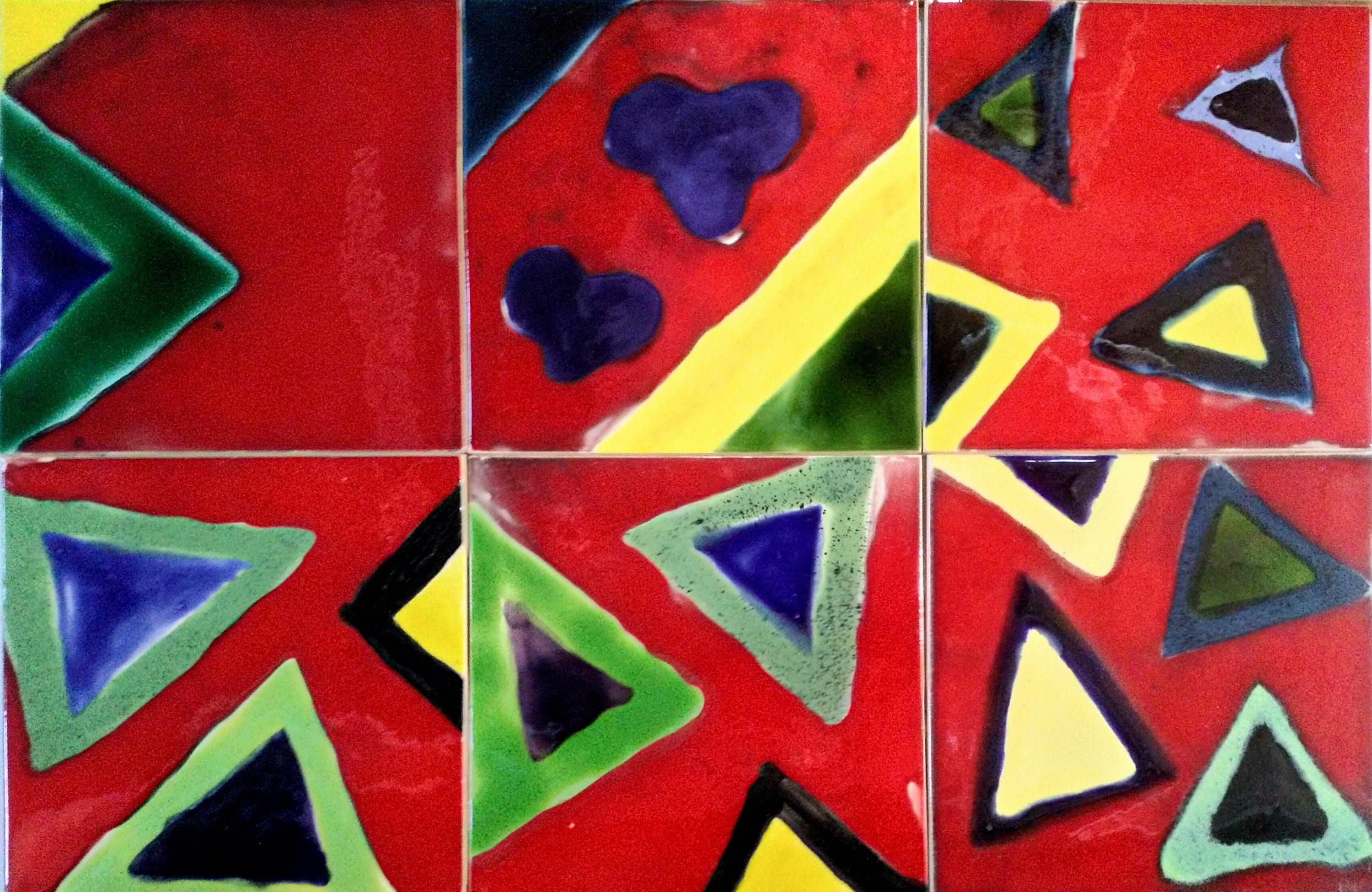 6 Carreaux de Faïence 15 X cm , Pièces Uniques Décoration Murale