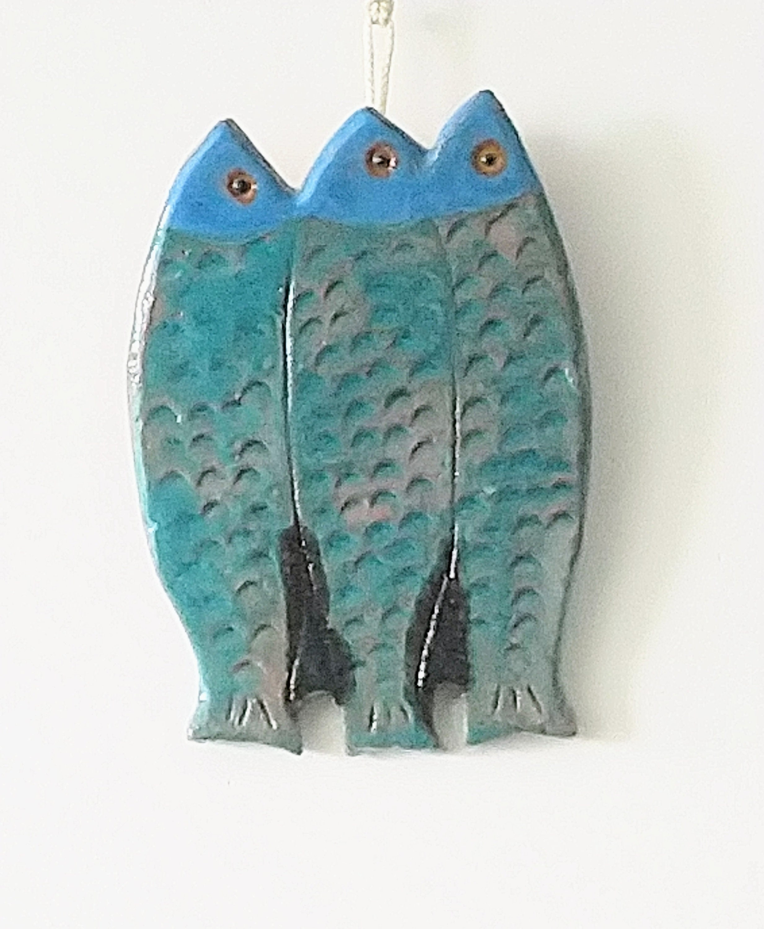 Décoration Murale à Accrocher, Décor 3 Sardines Turquoises