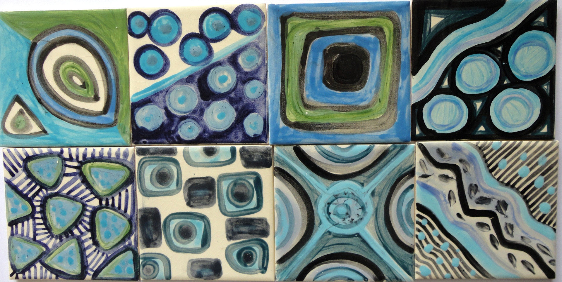 8 Carreaux en Faïence 10 X cm