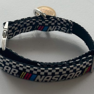 Adjustable Dog Collar, NASCAR, 1 Inch Wide, Display Tags,  Quick Release Buckle