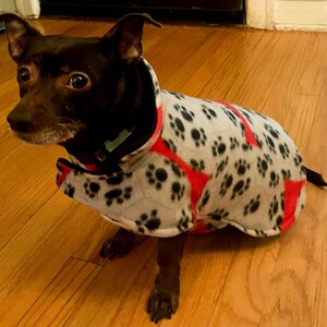 Fleece Dog Coat Soccer Ball Paw Print