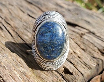 Vintage Lapis Lazuli Sterling Silver Ring - Size 7