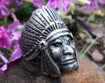 超希少!!VTG NAVAJO 60's COILED FEATHER SILVER BIKER RING USA