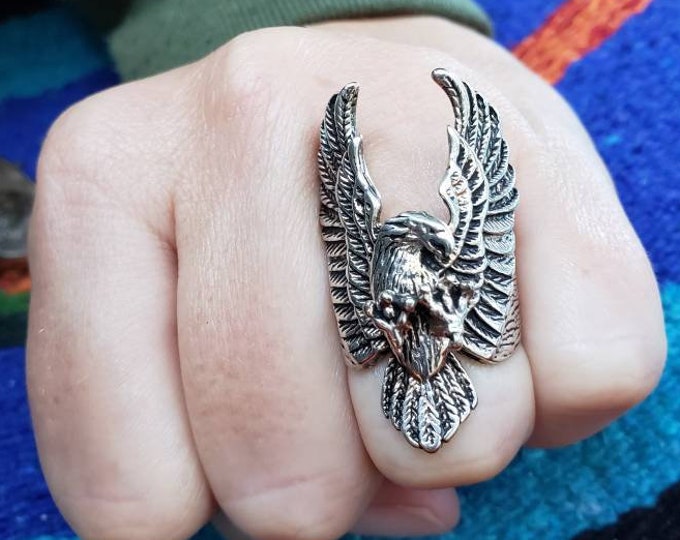 Vintage Silver G&S Eagle Biker Ring Size 9 Etsy