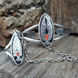Vintage Silver and Turquoise Inlay Marijuana G&S Biker Slave