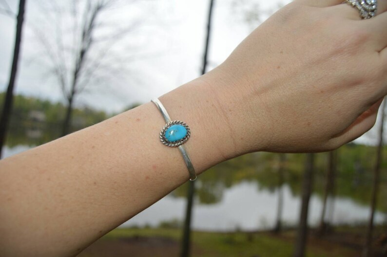 Vintage Hecho en Mexico Sterling Silver /& Turquoise Cuff