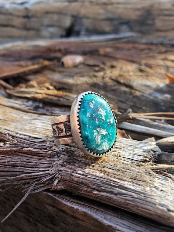 Southwestern Turquoise Sterling Silver Wide Band R