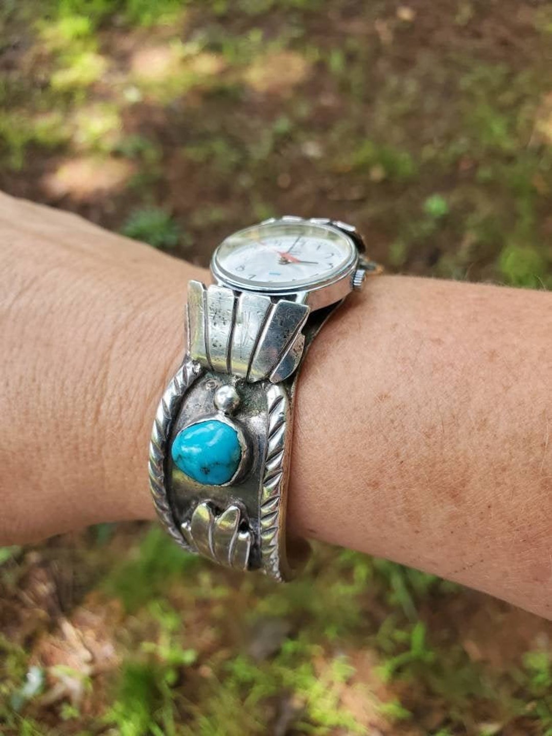 Benally Bros. Sterling Watch Band with Timex watch Benally Brothers | Accessories | Benally Bros Sterling Watch  main image 4