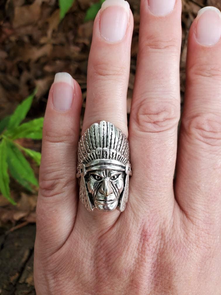 超希少!!VTG NAVAJO 60's COILED FEATHER SILVER BIKER RING USA