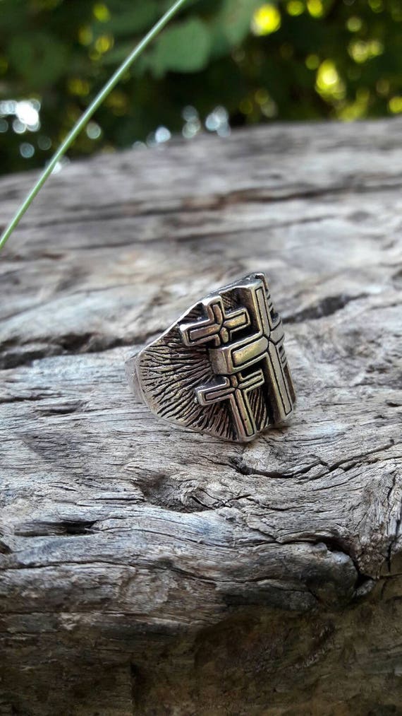 Vintage 1980's Crosses G&S Biker Ring - Size 7 - image 3