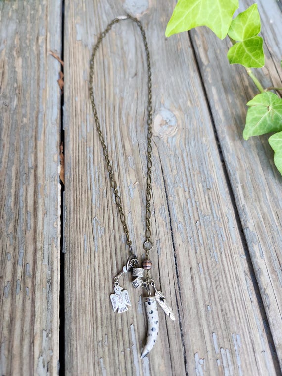 Handmade Dalmation Jasper, Thunderbird, Feather C… - image 4
