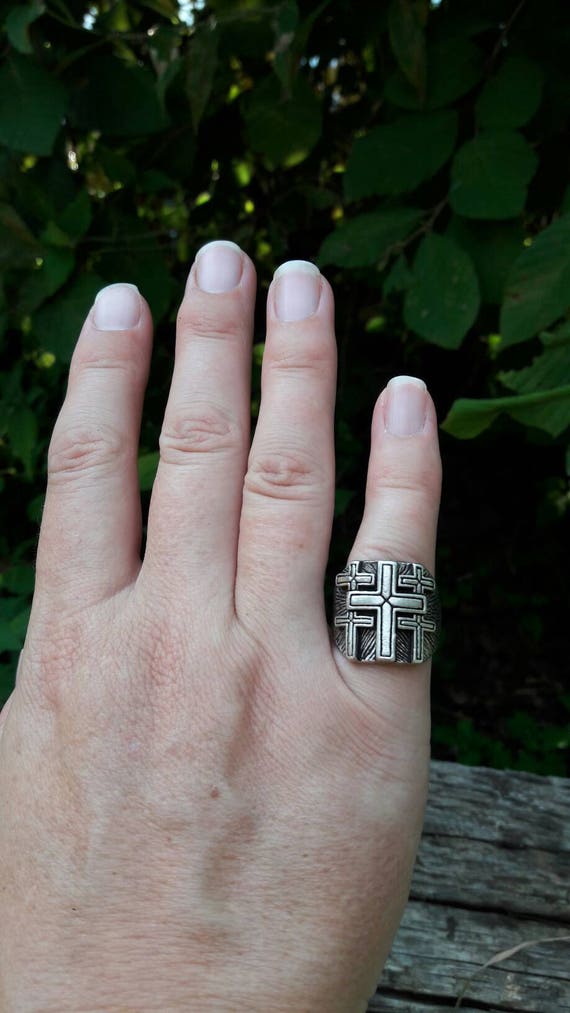 Vintage 1980's Crosses G&S Biker Ring - Size 7 - image 5