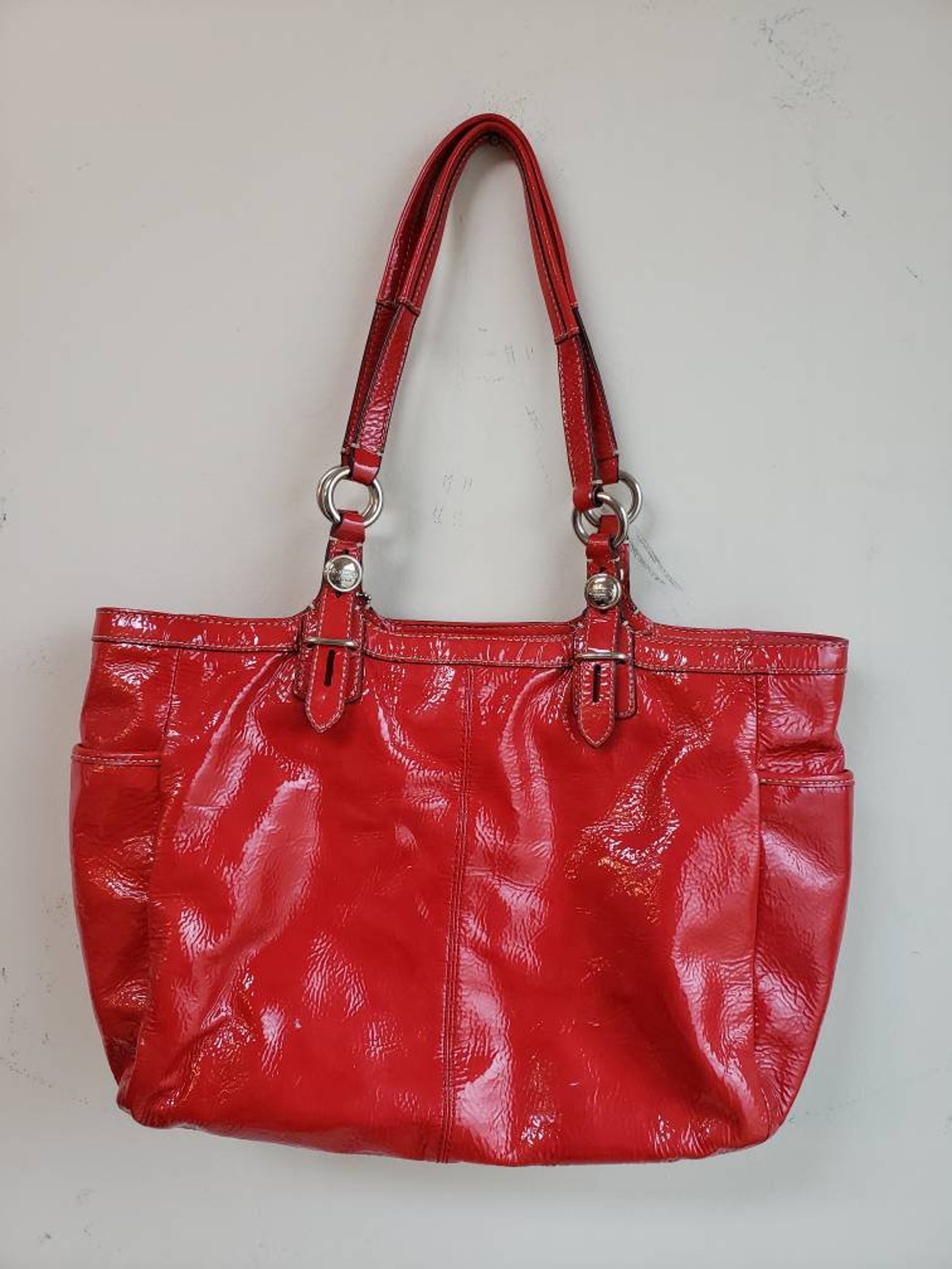 COACH Red Patent Leather Handbag Etsy