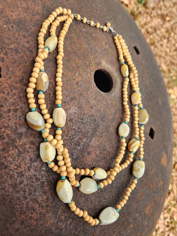 Agate, Turquoise & Wooden Beaded Layered Necklace