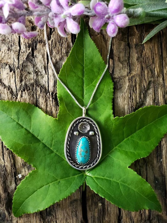 Vintage Southwestern Turquoise Cactus Flower Ster… - image 1