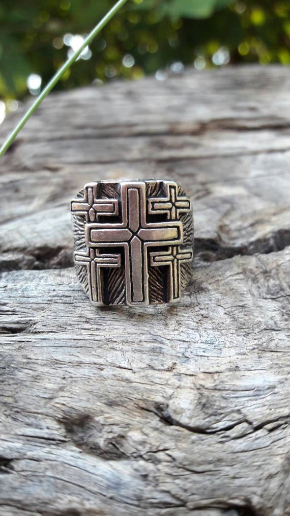 Vintage 1980's Crosses G&S Biker Ring - Size 7 - image 1