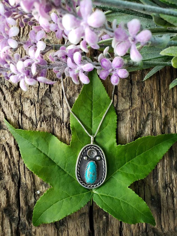 Vintage Southwestern Turquoise Cactus Flower Ster… - image 2