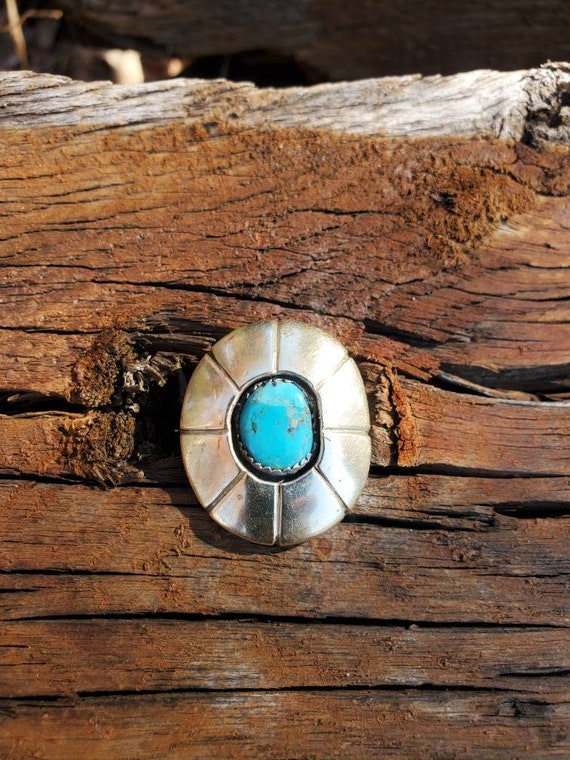 Vintage Southwestern Turquoise Shadowbox Ring - image 4