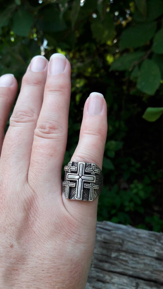 Vintage 1980's Crosses G&S Biker Ring - Size 7 - image 6