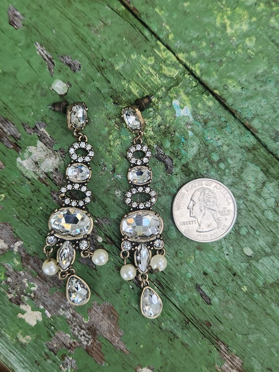 Vintage Art Deco Rhinestone Earrings - image 4