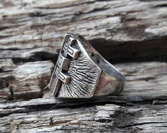 80S　SS　リング　合金　G＆S　22号くらい　ヘルズエンジェルズ　バイカー Vintage 1980's Crosses G&S Biker Ring - Size 7 - Etsy
