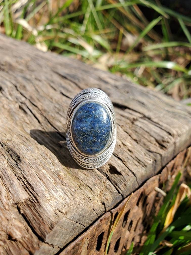 Vintage Lapis Lazuli Sterling Silver Ring Size 7 Etsy Australia