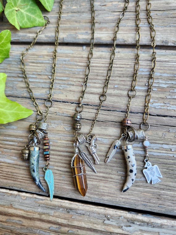 Handmade Dalmation Jasper, Thunderbird, Feather C… - image 10