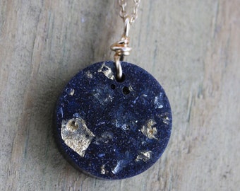 Black & Gold Round Orgonite Necklace