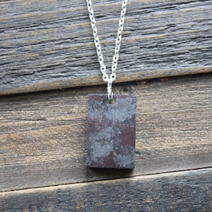 Silver, Red, & Purple Rectangle Orgonite Necklace