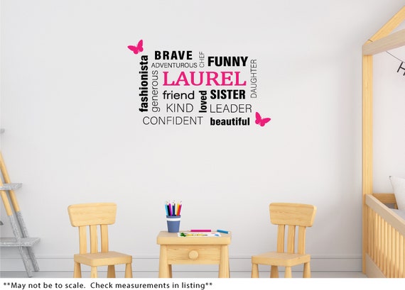 Girl Name Custom Word Art Vinyl Decals You Give Name And Descriptive Words