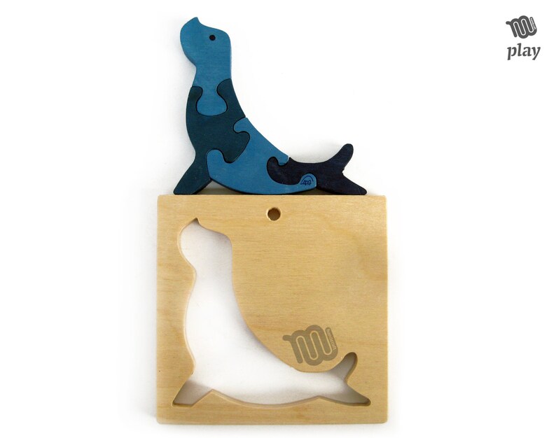 Seal wood Puzzle handmade natural game Etsy