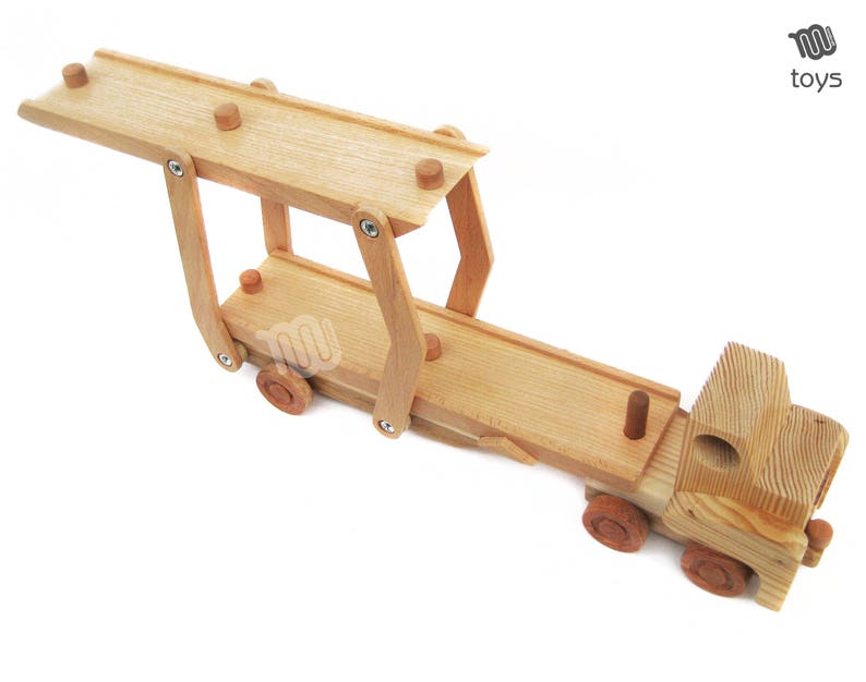 Car Carrier Trailer Wood Toy Etsy