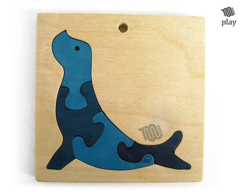 Seal wood Puzzle handmade natural game Etsy