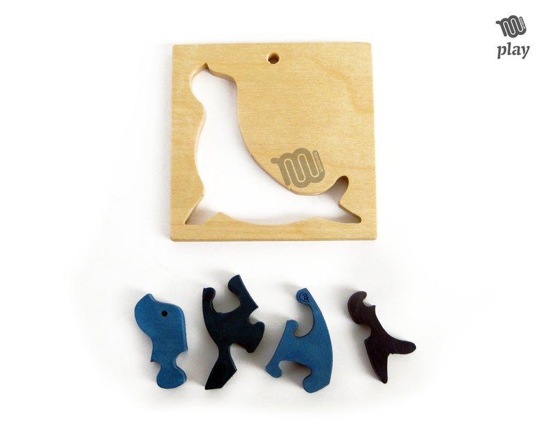 Seal wood Puzzle handmade natural game Etsy