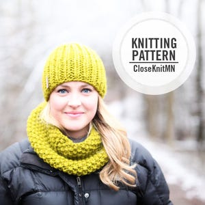 Knitting Pattern // Knit Beanie // Womens Hat Pattern PDF Toque // Easy Beginner Beanie Hat // Knit Toque