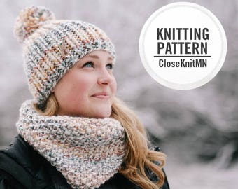 Knitting Pattern // Knit Cowl // Womens Scarf Pattern PDF Cowl // Easy Beginner Cowl Scarf // Summit Cowl