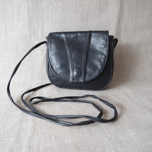 Vintage Women's Small Black Leather Bag Crossbody Bag Shoulder Bag Small Black Purse Festival Bag