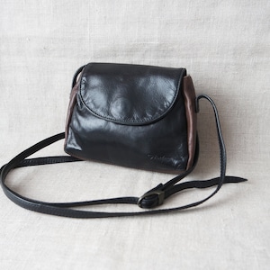 vintage Petit sac en cuir noir pour femme Sac à bandoulière Sac à bandoulière Petit sac à main noir Sac de festival