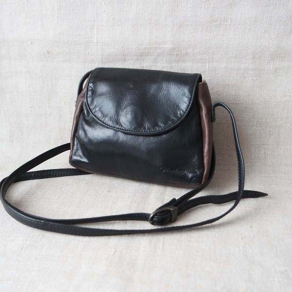 Women's Small Black Leather Bag Crossbody Bag Shoulder Bag Small Black Purse Festival Bag