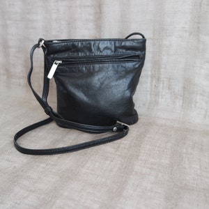 Vintage Black Leather Shoulder Bag Crossbody Bag Black Leather Purse