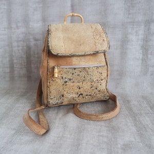 Vintage Stilvoller Brauner Kunstleder Rucksack Vegan Hellbrauner Rucksack