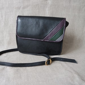 Vintage Damen Schwarz Leder Umhängetasche Crossbody Bag Schwarz Leder Geldbörse