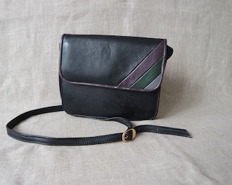 Vintage Women Black Leather  Shoulder Crossbody Bag Leather Purse