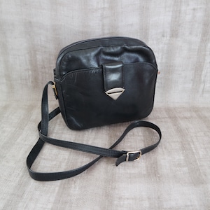 Vintage Women&#39;s Dark Gray Leather Shoulder Bag Crossbody Bag Gray Purse
