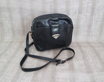 Vintage Women's Dark Gray Leather Shoulder Bag Crossbody Bag Purse