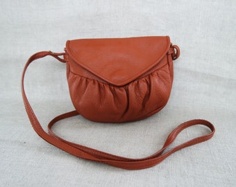 Women's Brown Leather Shoulder Bag Small Cognac Brown Crossbody Bag  Brown Purse