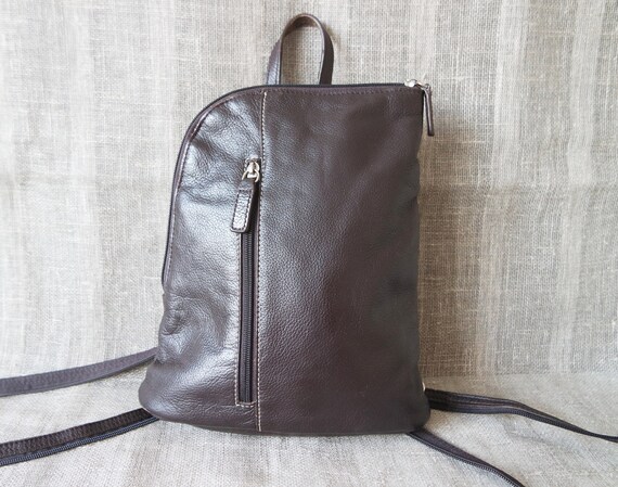 big brown faux leather backpack Brown Faux Leather Backpack Brown Vegan Rucksack