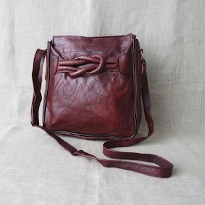 Vintage Women&#39;s Cherry Red Leather Bag  Shoulder Bag Crossbody Bag  Cherry Red Purse