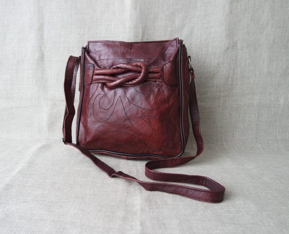 Crossbody Tasche Rote Ledertasche Damen Vintage Damen Kirsch Rot