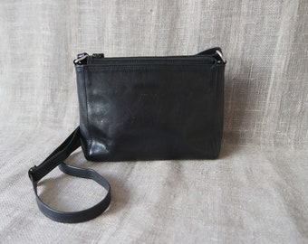 Women's Black Leather Bag Crossbody Bag Shoulder Bag Black Leather Purse